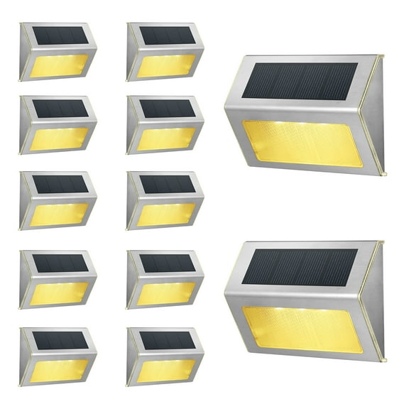 Solar Light for Fences 12 Pack - Outdoor Solar Deck Rail Lights Waterproof Led Solar Wall Light Warm White for Patio Yard Porch Stairway Path
