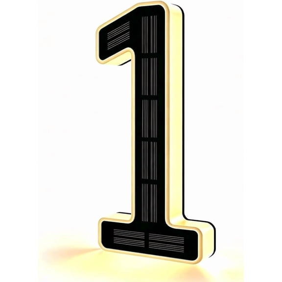 Solar Lighted House Numbers for Outside - 6.7-Inch Solar LED House Numbers & Letters, Weatherproof Wall Mount for Home Garage Fence with Easy Installation (1-Black)