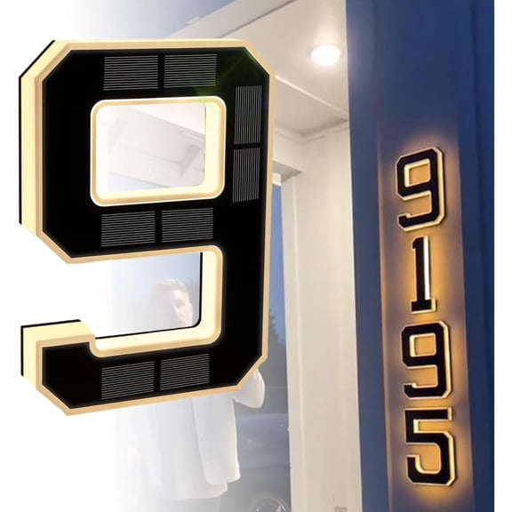 Solar Lighted House Numbers for Outside, Light Up Waterproof LED Address Numbers Signs for Houses, Large Personalized Illuminated Exterior Modern House Numbers Light