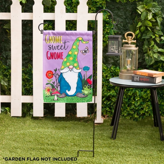 Solar Lighted Lantern Garden Flag Holder Stake