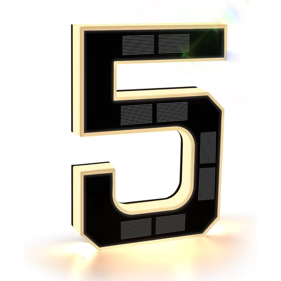 Solar Lighted Outdoor House Number Light, Waterproof LED Illuminated Address Sign, Suitable For House Exteriors, 9Inch Personalized Modern Style House Number Sign