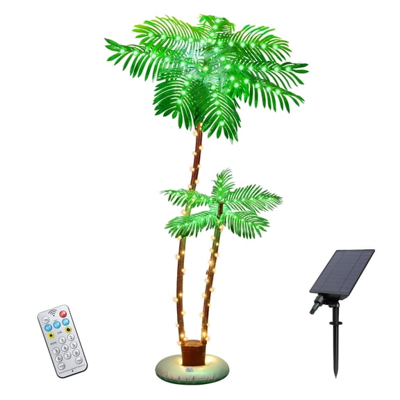 Solar Lighted Palm Tree, Christmas Decorations Decor, Light Up LED Artificial Fake Faux Trees Lights, Party Christmas Decoration