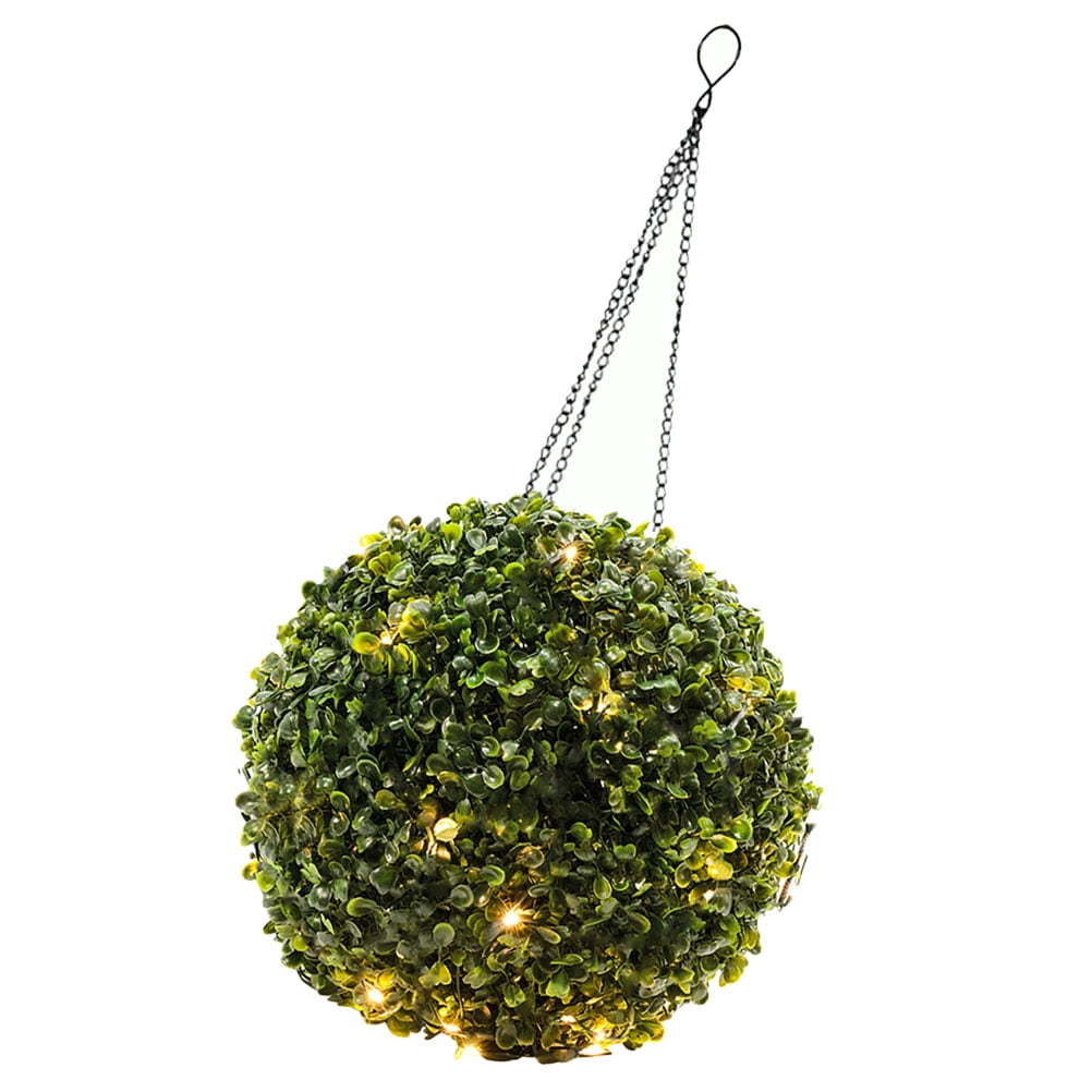 Solar Lighted Plant Topiary Ball LED Hanging Ball Lamp Artificial Topiary Ball Decor