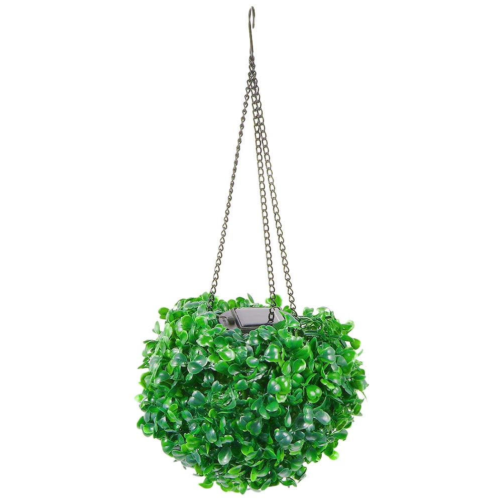 Solar Lighted Plant Topiary Ball LED Hanging Ball Lamp Artificial Topiary Ball Decor