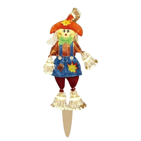 Solar Lighted Scarecrow Yard Stake, Decorative Fall Garden Light for Outdoor Porch, Halloween Thanksgiving Lawn Ornament with Glow