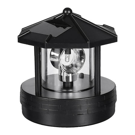 Solar Lighthouse 360 Degree Rotating Solar Lighthouse Led Solar Powered Lighthouse, Lighthouse Lights Outdoor Waterproof Rotating Led Light Garden Decor Black