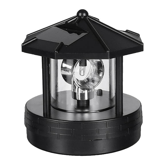 Solar Lighthouse 360 Degree Rotating Solar Lighthouse Led Solar Powered Lighthouse, Lighthouse Lights Outdoor Waterproof Rotating Led Light Garden Decor Black