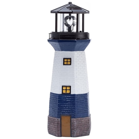 Solar Lighthouse by Maple Lane CreationsTM- Rotating LED Light Outdoor Dcor - Lawn and Garden Resin Lighthouse