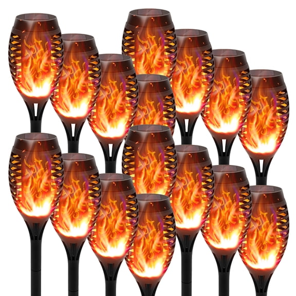 Solar Lights 12 LED Flickering Flame Solar Torch Lights Waterproof Outdoor Lighting Solar Powered Pathway Lights Landscape Decoration Lighting for Garden Patio Yard, 16 Pack