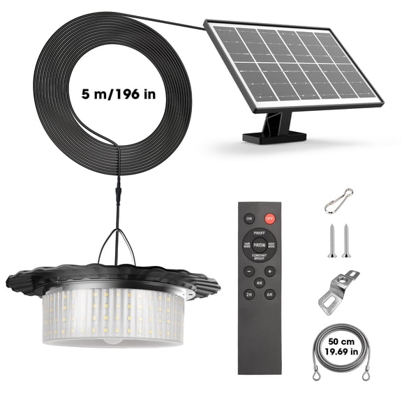 Solar Lights 1PCS - 244 LED Solar Pendant Light with Remote Control & Motion Sensor, 360 Outdoor Solar Ceiling Light for Patio, Gazebo, Shed & Camping