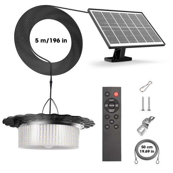 Solar Lights 1PCS - 244 LED Solar Pendant Light with Remote Control & Motion Sensor, 360 Outdoor Solar Ceiling Light for Patio, Gazebo, Shed & Camping