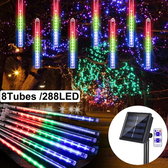 Solar Lights 288 LED Meteor Shower Rain Tree String Light Outdoor Garden Party