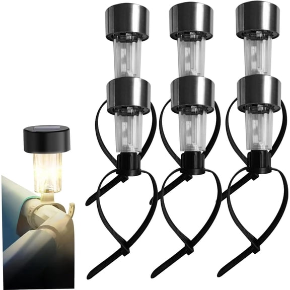 Solar Lights For Chain Link Fence 6 Pack Small Solar Fence Lights Color Changing Led Night Lights For Garden Pathway Pool Patio (White light)