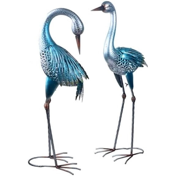 Solar Lights Crane Statue Metal Crane Sculpture Garden Decoration Metal Yard Art for Patio Lawn Backyard Outdoor Decoration A Set of 2$$Garden & Patio
