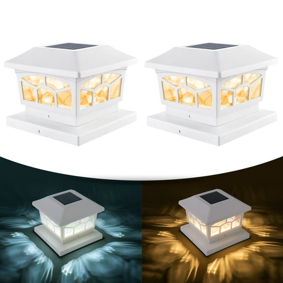 8 Pack Solar Flame Post Cap Lights Outdoor- Flickering Flame & Warm ...