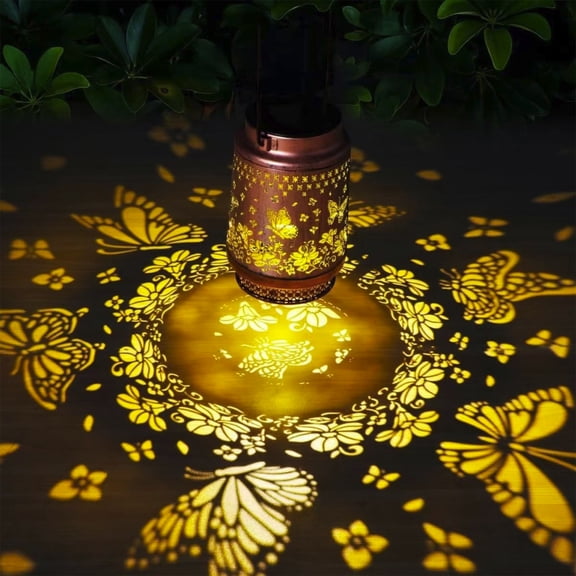 Solar Lights For Garden Butterflys Shaped Solar Lanterns Waterproof For Outdoor Use Garden Decoration Metal Hanging Solar Light Landscape Lighting for Yard Driveway Walkway