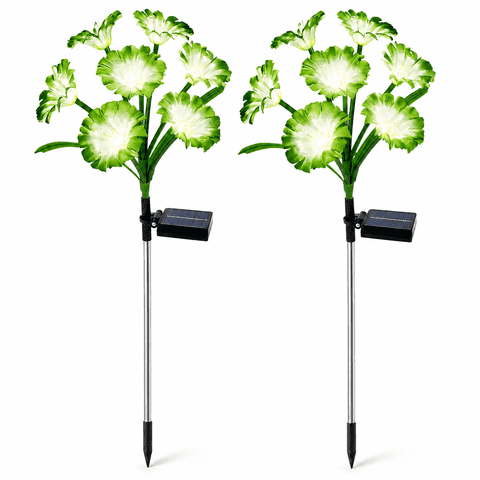 Rirool Solar Flower Lights Outdoor 2 Pack, Green LED Garden Lights with 8 Lighting Modes, IP65 Waterproof Solar Garden Stake Lights Auto On/Off for Yard Patio Lawn Decoration