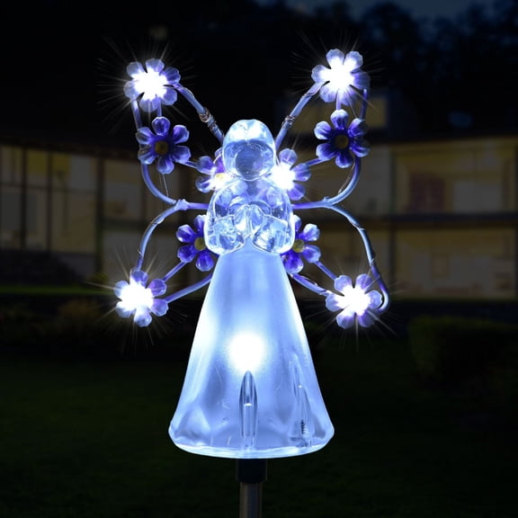 Solar Lights Garden Stake Solar Angel Landscape Lights Waterproof Memorial Angel Pathway Lights for Outdoor Lawn Patio Yard Courtyard Graveyard Botanical Landscape Ornaments 26.8in*4in 1pc
