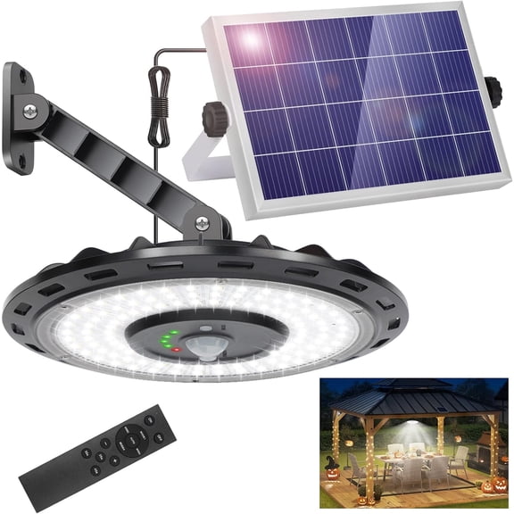 Solar Lights Indoor Outdoor, 3000LM Dimmable 5 Modes (2 for All Day Lighting) Motion Sensor Solar Shed Light with Remote IP65 Waterproof for Barn Gazebo Yard Garage Patio Security Lighting