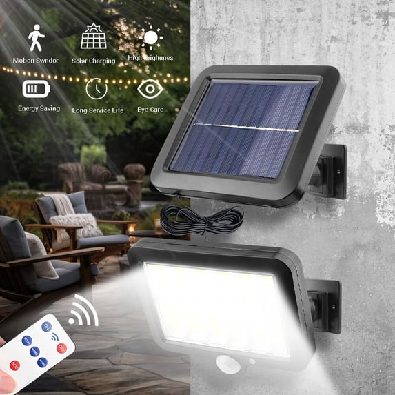 Solar Lights Outdoor,1.5W 120COB IP65 1500mAh Battery Solar Motion Sensor Security Lights,Waterproof Flood Lights for Outside Garden Patio Yard Garage,2Pack