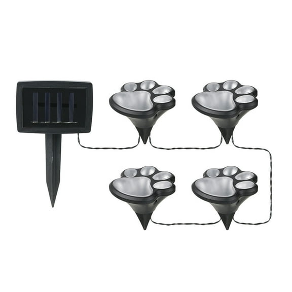 Solar Lights Outdoor, 1 To 4 Paw Print Design, Auto On/Off Decorative Pathway Lights for Garden, Walkway, Yard, Dusk To Dawn Solar Powered Lighting
