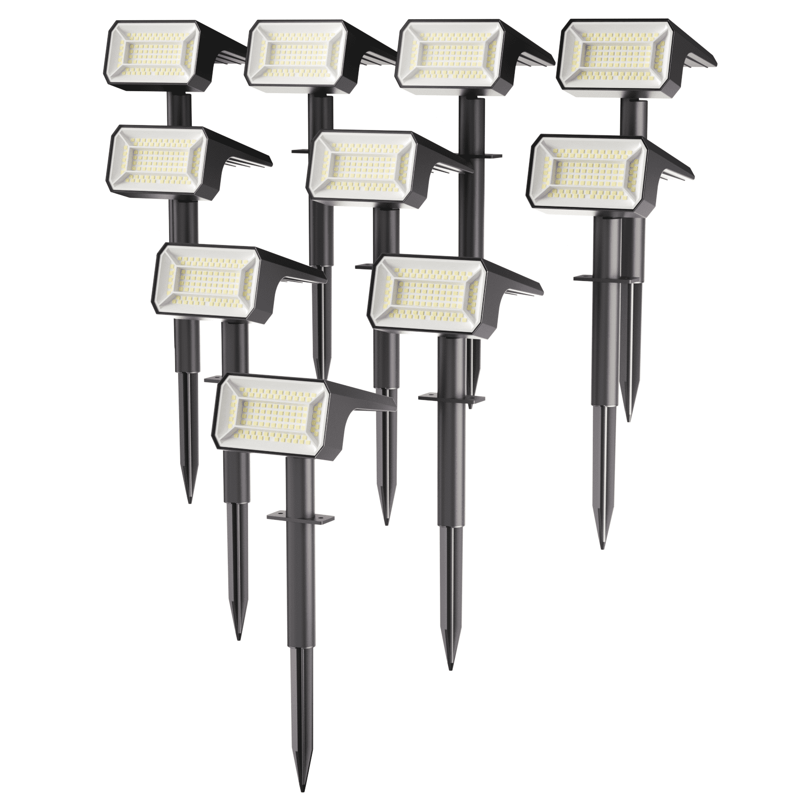 Nacinic Solar Spot Lights Outdoor [10 Pack, 108 LEDs, IP67] - 4 Modes & Auto On/Off. Bright Cold White Landscape Lights for Yard, Patio, Pathway.