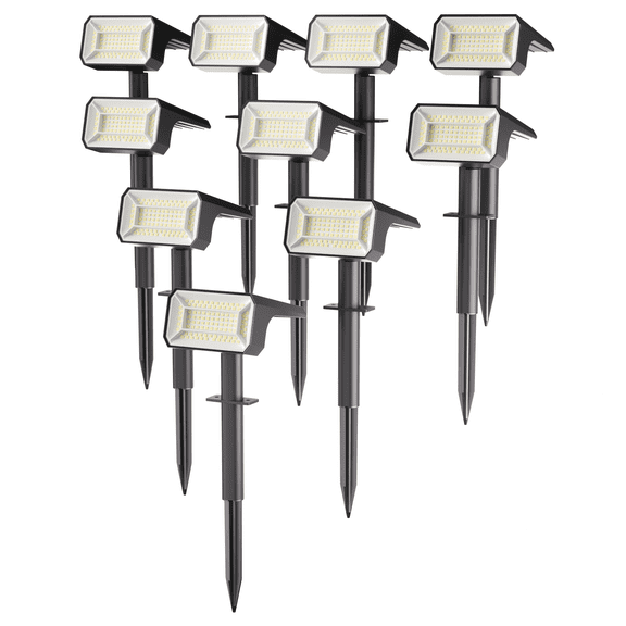 Nacinic Solar Spot Lights Outdoor [10 Pack, 108 LEDs, IP67] - 4 Modes & Auto On/Off. Bright Cold White Landscape Lights for Yard, Patio, Pathway.