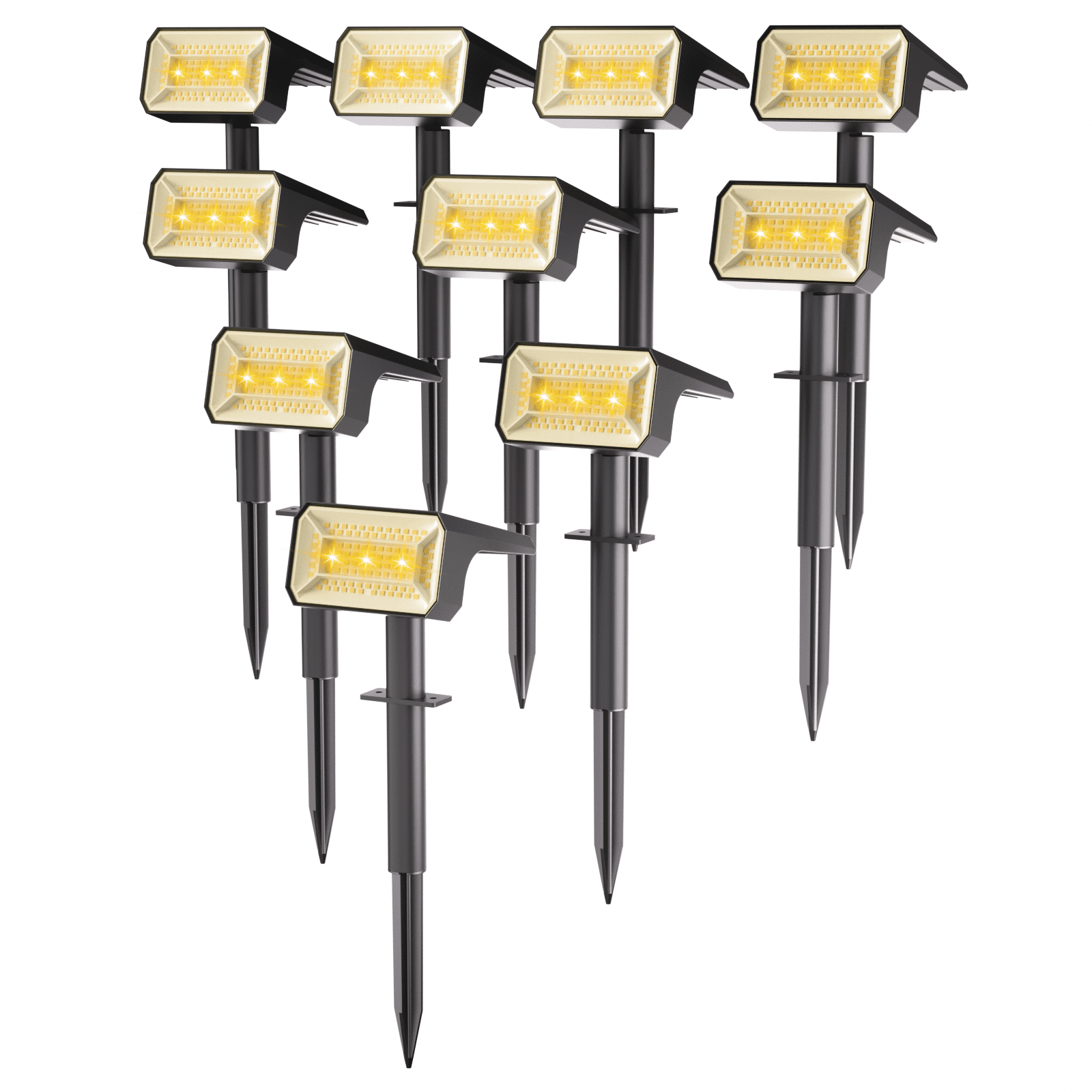 Nacinic Solar Spot Lights Outdoor [10 Pack, 108 LEDs, IP67] - 4 Modes & Auto On/Off. High-Brightness Warm White Landscape Lights for Yard, Patio, Pathway.