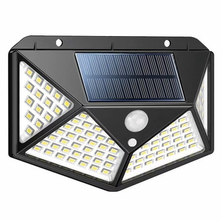 Solar Lights Outdoor 100 Led Super Bright Motion Sensor Light 270 Wide Angle Wireless Waterproof Security IP65 Wall Lights for Front Door, Yard, Garage, Deck, Pathway, Porch - 5.11" x 3.7" x 1.96"