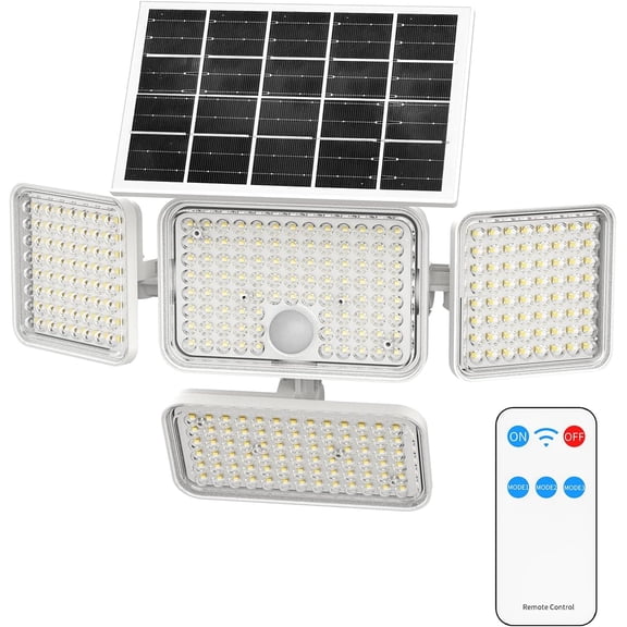 Solar Lights Outdoor, 10W 6500K Flood Outdoor Motion Sensor, Upgraded High-Efficiency Panel, IP65 Waterproof for Yard Garage Driveway