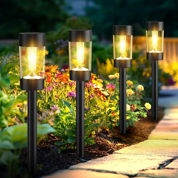 Solar Lights Outdoor, 12   Solar Landscape Lighting for Pathway Garden Yard Path Walkway Driveway Lawn Patio Outside Decor, Warm White