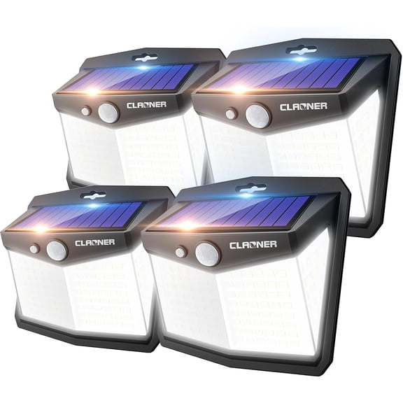 Solar Lights Outdoor, [128 LED/4 Packs] Solar Motion Sensor Lights 3 Working Modes Outdoor Lights with 270 Wide Angle Wireless IP65 Waterproof Security Light for Fence Patio, Cold White