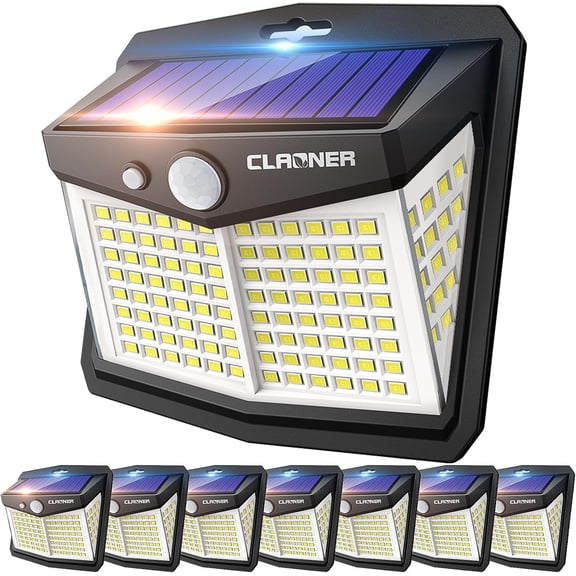 Solar Lights Outdoor, [128 LED/8 Packs] Motion 3 Working Modes Wall with 270Wide Angle Wireless IP65 Waterproof Sensor Outdoor Deck Light, Cold White