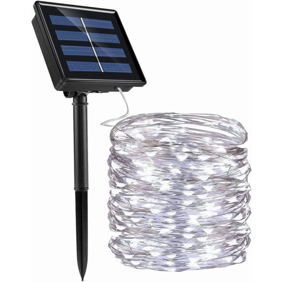 Solar Lights Outdoor, 12M 100LED Solar String Lights for Outside, 8 Modes IP65 Waterproof Christmas Tree Lights for Party Garden Christmas Decoration, White