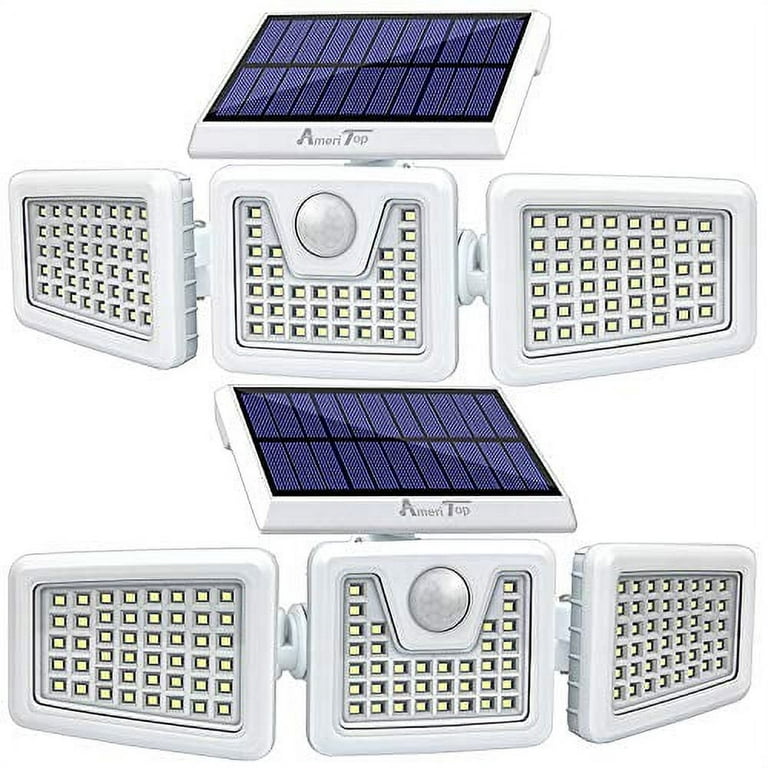 Solar Lights Outdoor -2 Pack, AmeriTop 800LM 128 LED 6500K Motion