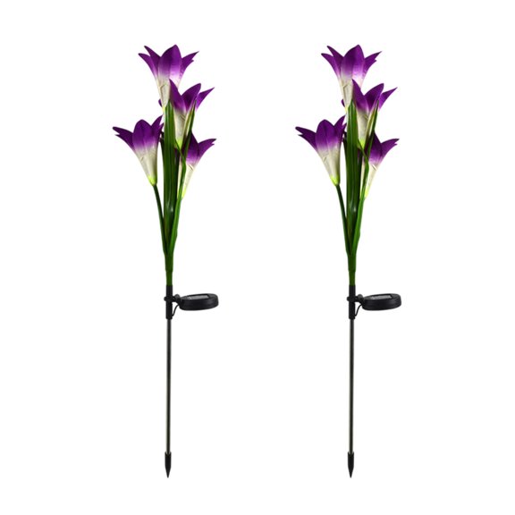 Solar Lights Outdoor, 2 Pack Solar Lily Flowers, Auto On/Off Garden Lights for Patio, Pathway, Yard Decoration Warm Glow