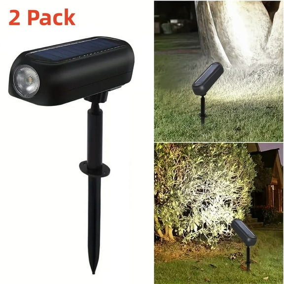 Solar Lights Outdoor, 2 Pack Solar Powered Landscape Spotlights Waterproof, Ourtdoor Spot Lights Stake Lights for Garden Walkway Yard Porch Pool