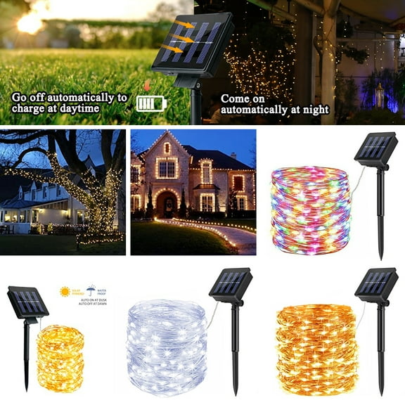 Solar Lights Outdoor, 200 LED Solar String Lights Outdoor Waterproof 65.6FT Copper Wire 8 Modes Fairy Lights for Patio Garden Tree Party, Colorful