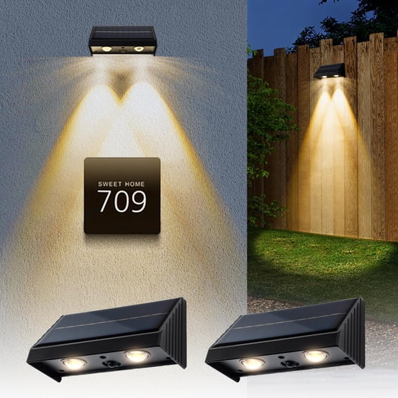 Solar Lights Outdoor 3000K Warm White Downlights  Dusk to   Solar Light for Fence, Wall, Mailbox, House Number, Address, Sign(2 )