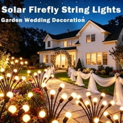 Slssqhz 4pcs Solar Lights Outdoor 32 LED Total Fairy Firefly Ground Lights Waterproof for Garden Pathway Patio Party Decor