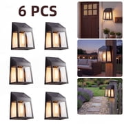 Solar Lights Outdoor, Waterproof Solar Powered LED Wall Lanterns for Patio Deck Fence Garden Decor, 6 Pack