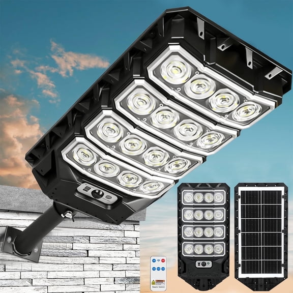 Solar Lights Outdoor, 2200W 6500K Super Bright Solar Street Lights Dusk to Dawn, Motion Sensor Solar Security Flood Lights with Remote Control for Yard, Entryway Garage, Porch