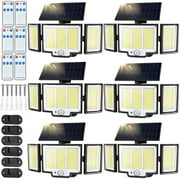 Qunler 6Pack 348 LED 3000LM Solar Motion Sensor Security Lights,Black