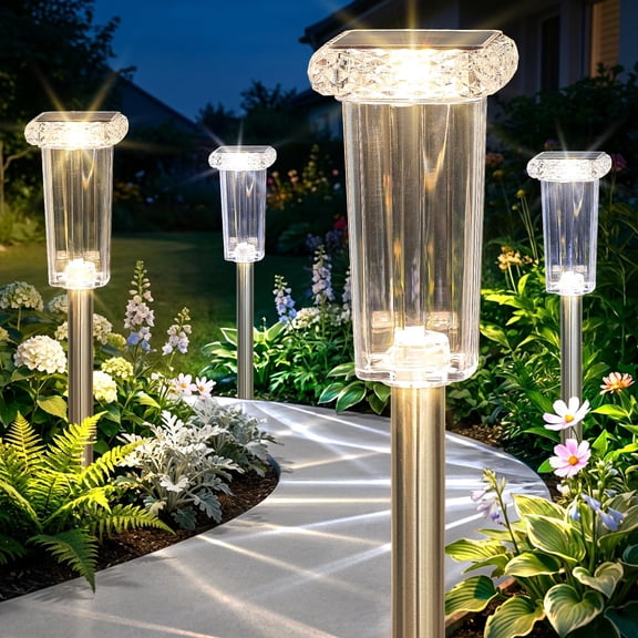 Solar Lights Outdoor 8 Pack LED Waterproof 10 Modes Pathway Outside Lights for Yard Garden Walkway Driveway Landscape Path Lighting, 3000K/4500K/6000K White & 6 Fixed Colors & Color Changing