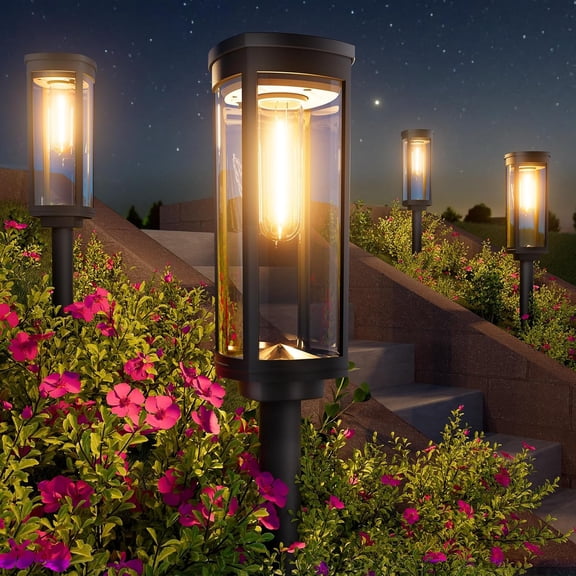 Solar Lights Outdoor, 8 Pack, Warm White, IP65 | For pathways and landscapes, Solar Landscape Lighting Waterproof pair auto on/off with 1124 h runtime for front yards