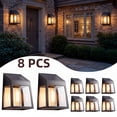 thumbnail image 1 of Solar Lights Outdoor, Waterproof Dusk to Dawn Wall Lanterns for Patio Wall Yard Garden Decor, 8 Pack, 1 of 7