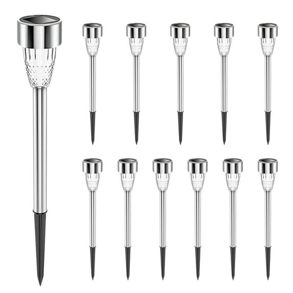 Solar Lights Outdoor, Arestory 12Pack Stainless Steel Outdoor Solar Lights - Waterproof, LED Landscape Lighting Solar Powered Outdoor Lights Solar Garden Lights for Pathway Patio Yard -Cool White