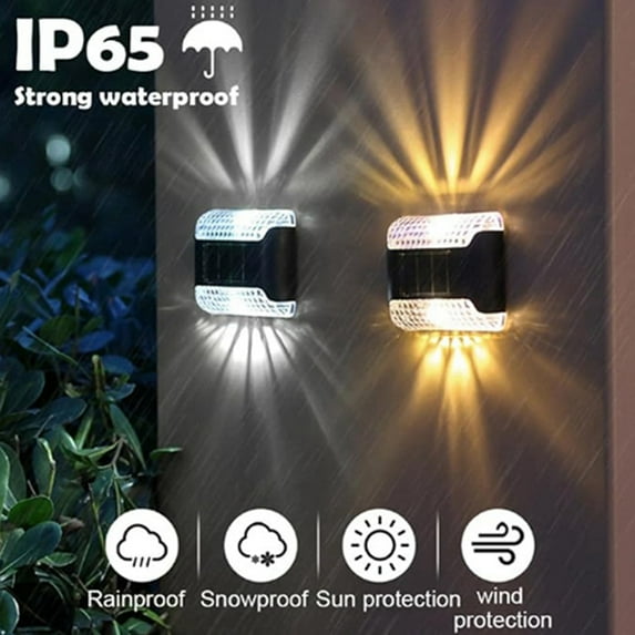 Solar Lights Outdoor Bright Fence Lights Solar Powered Outdoor Waterproof Patio Decor,Solar Deck Lights for Outside B