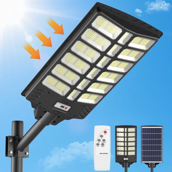 IJIL Solar Street Light Outdoor Waterproof with Motion Sensor for Parking Lot Yard Path  Driveway Farm