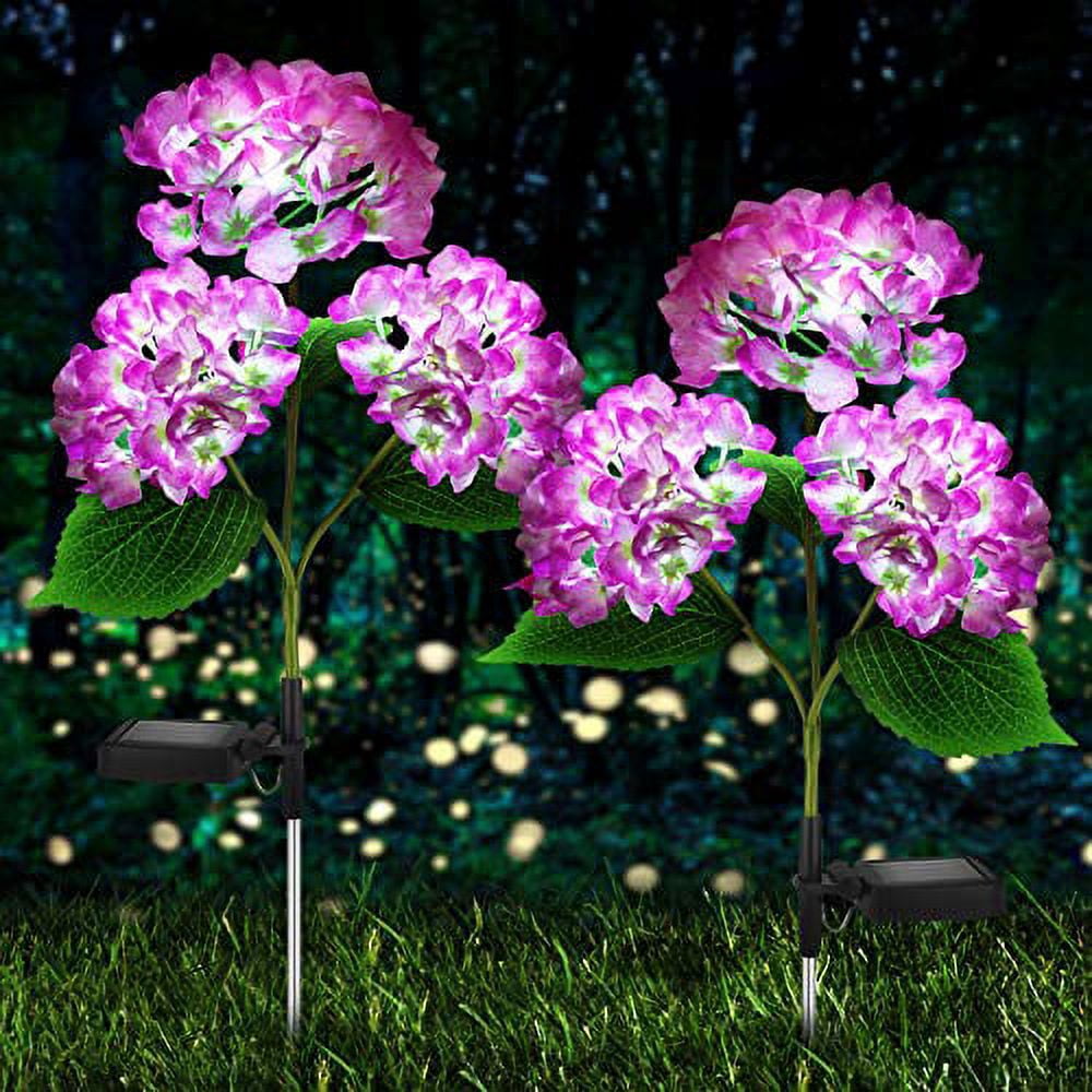 Solar Lights Outdoor Decorative - 2 Pack Hydrangea Solar Garden Stake ...